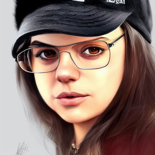 Prompt: Mila Kunis dressed as Meg Griffin, hat, glasses, extremely detailed eyes, fantastic details full face, mouth, trending on artstation, pixiv, cgsociety, hyperdetailed Unreal Engine 4k 8k ultra HD, Stanley Artgerm Lau, WLOP, Rossdraws, James Jean Marc Simonetti Ruan Jia and Mandy Jurgens and Artgerm and William-Adolphe Bouguerea Sakimichan