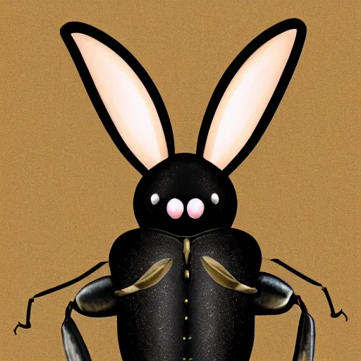 Image similar to anthropomorphic beetle bug with bunny ears