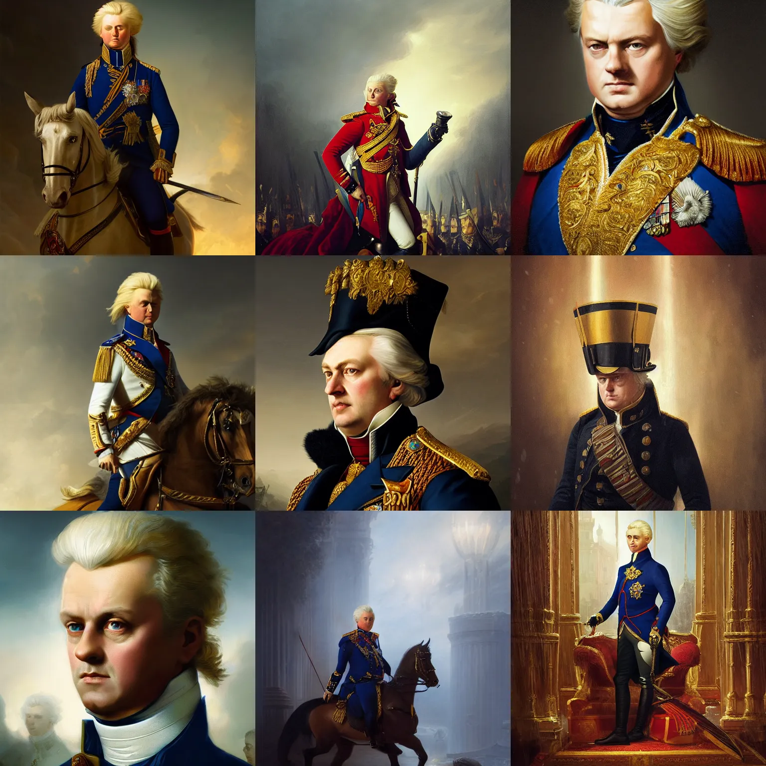 Prompt: Portrait of Geert Wilders as emperor napoleon, amazing splashscreen artwork, splash art, head slightly tilted, natural light, elegant, intricate, fantasy, atmospheric lighting, cinematic, matte painting, by Greg rutkowski