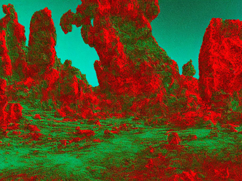 Prompt: stereophotography landscape anaglyph render