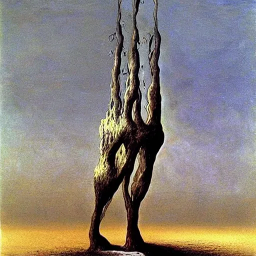 Image similar to Salvador Dali paintings made by Zdzislaw Beksinski