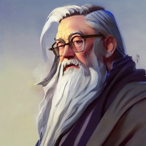 Image similar to greg manchess portrait painting of albus dumbledore as overwatch character, medium shot, asymmetrical, profile picture, organic painting, sunny day, matte painting, bold shapes, hard edges, street art, trending on artstation, by huang guangjian and gil elvgren and sachin teng