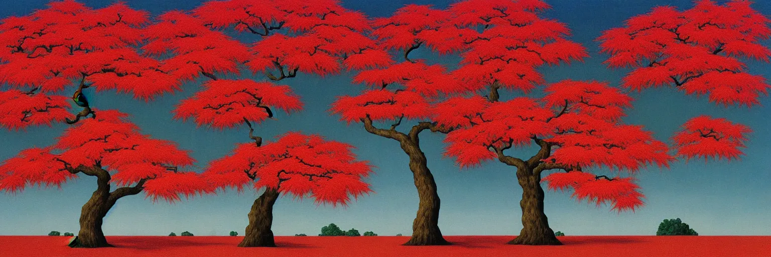 Prompt: japanese maple tree painting magritte