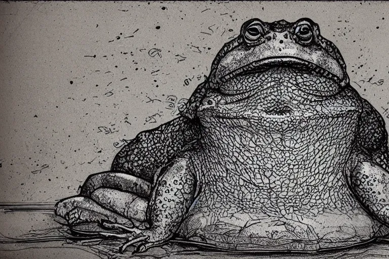 Image similar to portrait of the toad of the trust gulf, in the style of Greg Broadmore and Arthur Rackham,trending on artstation, light lighting side view,digital art,surrealism ,macro,blueprint ,vaporwave ,