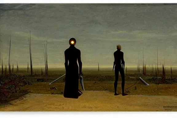 Image similar to cyborgs by caspar david friedrich