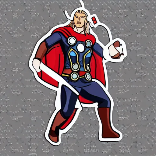 Image similar to a Avengers-Thor, svg sticker, vector art, wearing headphones, jamming to music