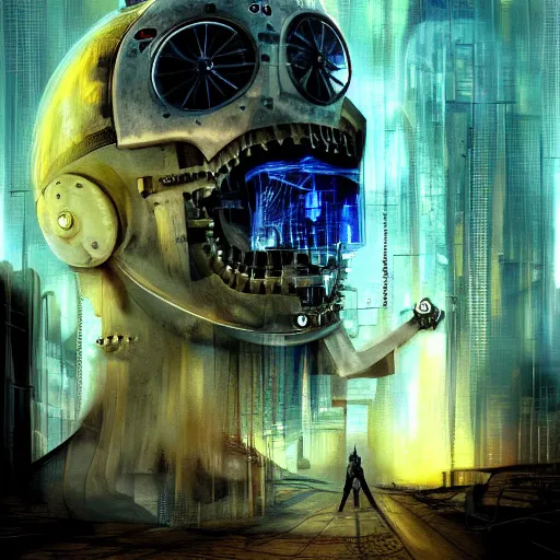 Prompt: Ghost in the machine by Salvator Dali, cyberpunk, masterpiece