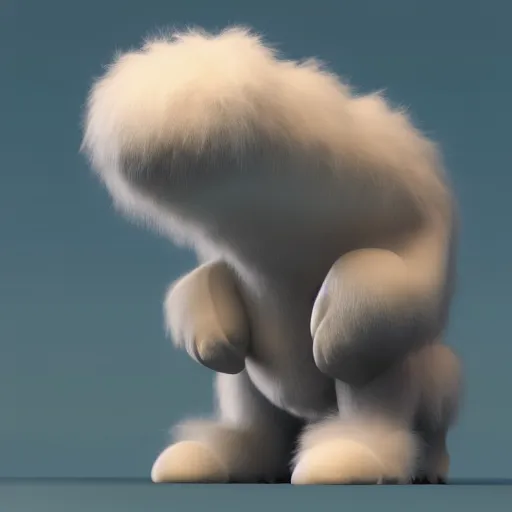 Prompt: cute chthonic fluffy monster, vray render, 50mm lens, bottom angle