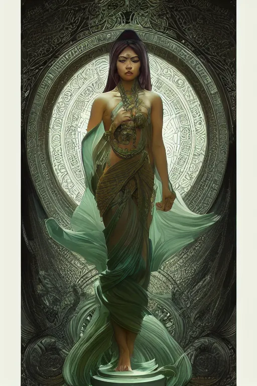 Image similar to no figure, ultra realistic illustration, a jade statue of sacred geometry, intricate, elegant, highly detailed, digital painting, artstation, concept art, smooth, sharp focus, illustration, art by artgerm and greg rutkowski and alphonse mucha