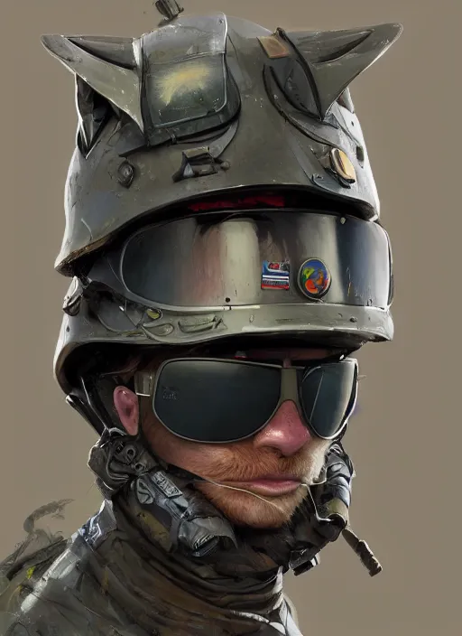 Prompt: a portrait of a futuristic british longhair cat wear soldier clothes in war scene, wear helmet and ray - ban glass, pastel vibe, hyper realistic, concept art, intricate, hyper detailed, smooth, vibrant, by greg rutkowski