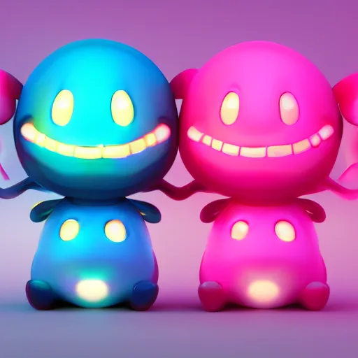 Prompt: glowing jelly, smiling, cute, cartoon 3d render, profile picture