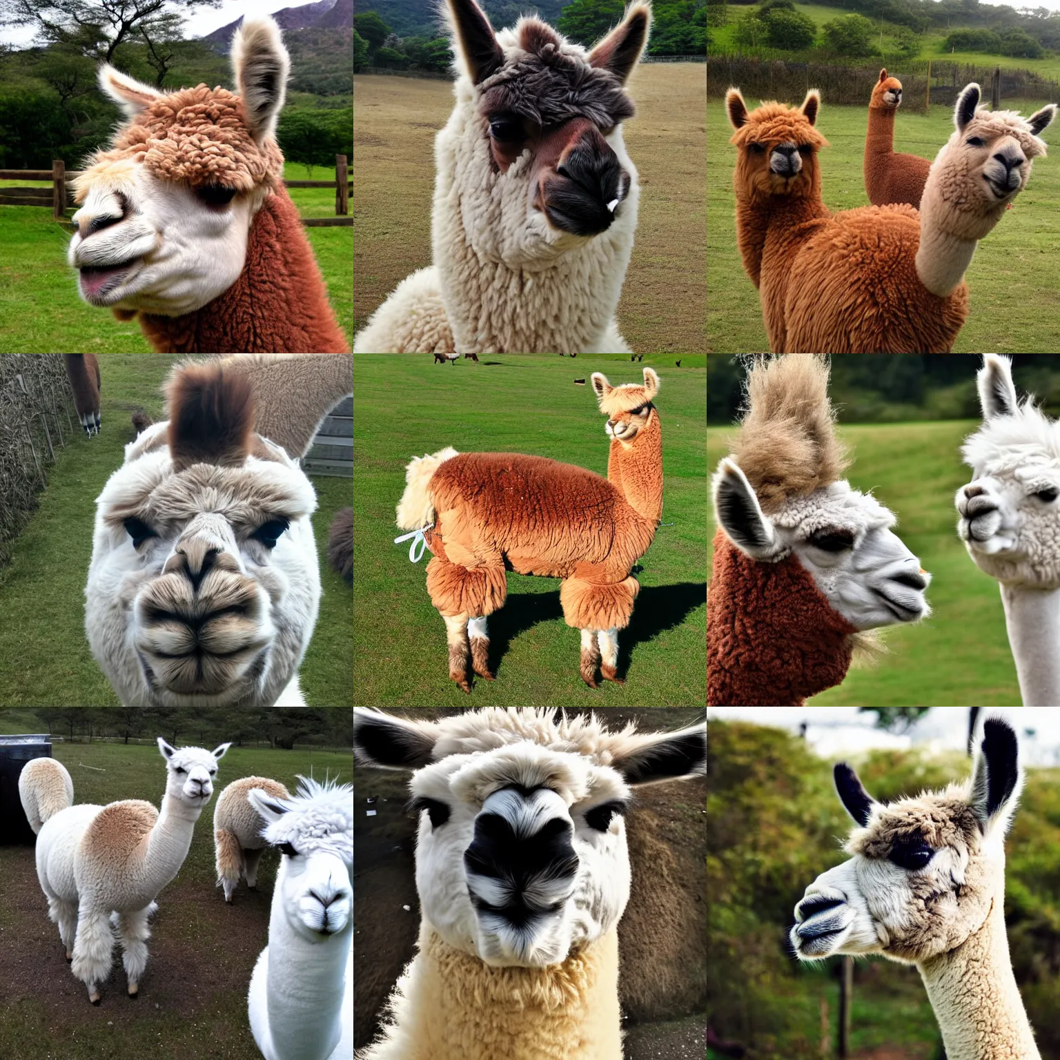 Prompt: <photograph quality=very-high type=candid>Alpaca making an extreme trollface</photograph>