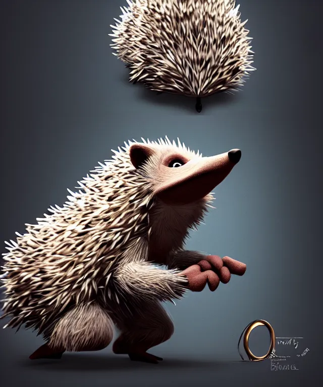 Image similar to an anthropomorphic hedgehog, fantasy, elegant, crisp 8 k line art, digital painting, artstation, unreal engine, octane render, concept art, matte, sharp focus, hyper realistic lighting, illustration, art by dave kendall