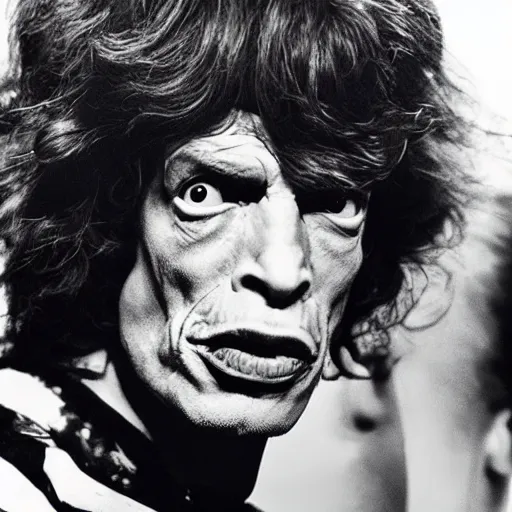 Prompt: a 6 0's live action tv show sci - fi portrait of mick jagger as a giant kaiju monster, hyper realistic