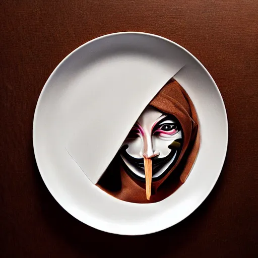 Prompt: anonymous as a beautiful meal on a plate, award winning creature food photography, extremely detailed, artstation, 8 k, sensual lighting, incredible art, wlop, artgerm