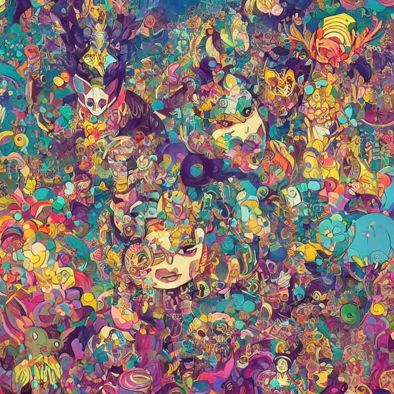 Image similar to DMT City by jeremiah ketner, Jonathan Zawada, Sandra Chevrier, and Takashi Murakami digital art