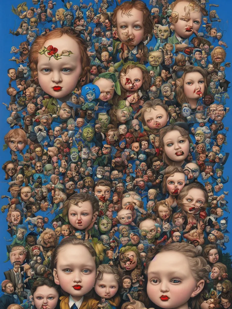 Prompt: I saw the best minds of my generation destroyed by madness Mark Ryden and Alex Gross, Todd Schorr highly detailed