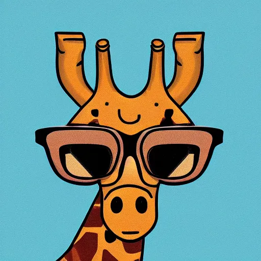 Prompt: a giraffe wearing sunglasses and riding a skateboard, digital illustration, by alexis franklin