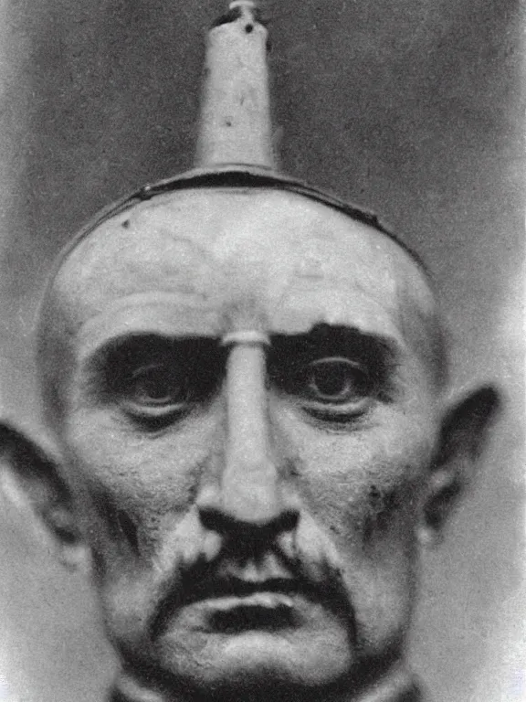 Image similar to portrait of death god, ww1 photo, grainy, high detail, high resolution,