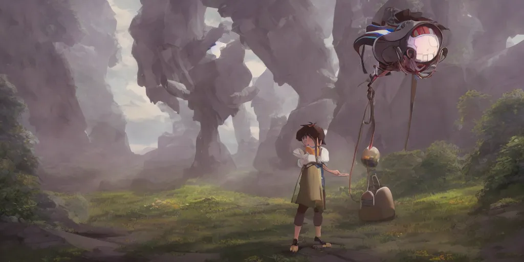 Image similar to character design, concept art, portal wizard, unreal engine, by studio ghibli,