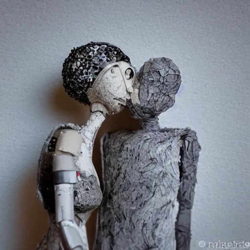 Image similar to love emerging in artificial intelligence. canon 5 d 5 0 mm lens. papier - mache