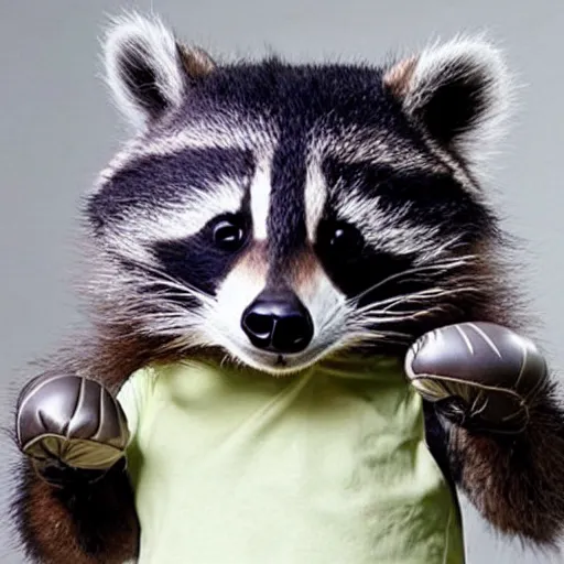 Image similar to cute kawaii raccoon wearing boxing gloves