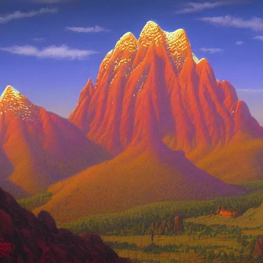 Prompt: mountains by Tim Hildebrandt