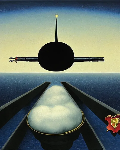 Prompt: harry potter on the bridge of the uss enterprise painting by magritte