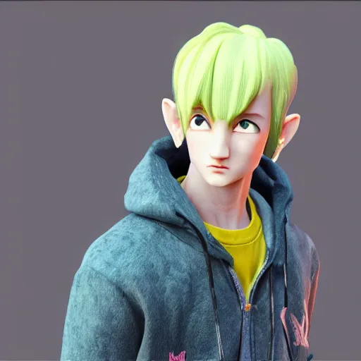 Image similar to lil peep, a 3 d render by akira toriyama, trending on zbrush central, computer art, rendered in cinema 4 d, rendered in maya, rendered in unreal engine,