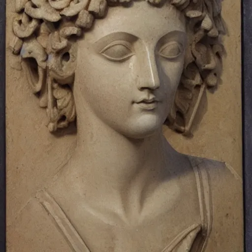 Prompt: realistic portrait of a female made of greek architectural ornaments