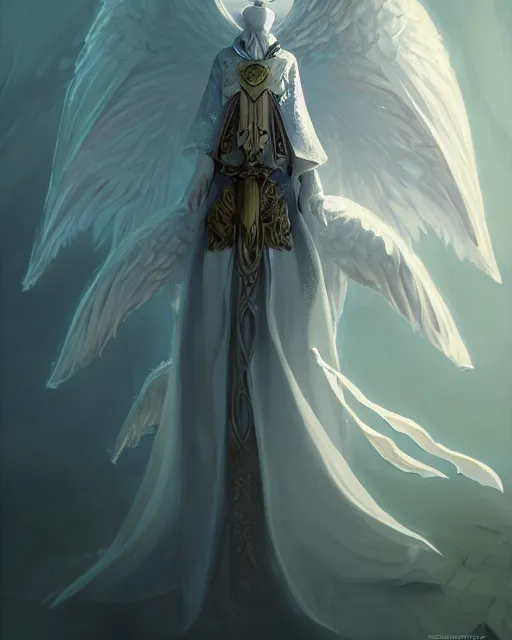 Image similar to Swan, Anthropomorphized, Angelic, Magical, Priest, D&D, artstation, fantasy, magic the gathering artwork, cinematic lighting, centered, symmetrical, highly detailed, digital painting, , concept art, smooth, sharp focus, illustration, volumetric lighting, epic Composition, 8k, art by Akihiko Yoshida and Greg Rutkowski and Craig Mullins, oil painting, cgsociety