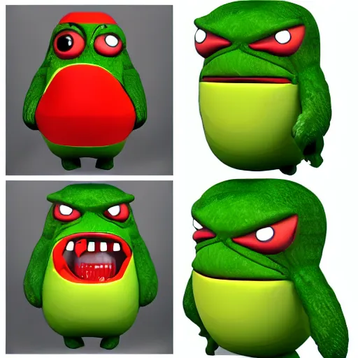 Image similar to avocado monster, humanoid figure, anime style