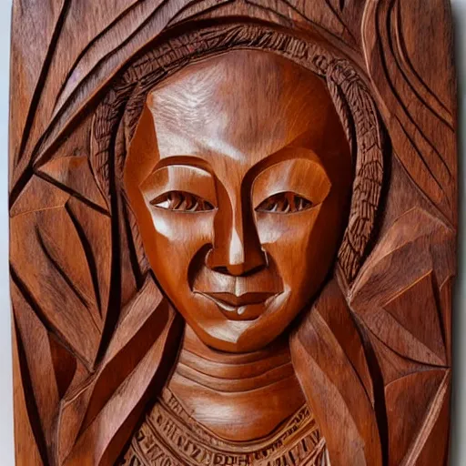 Image similar to wood relief carving of a beautiful woman