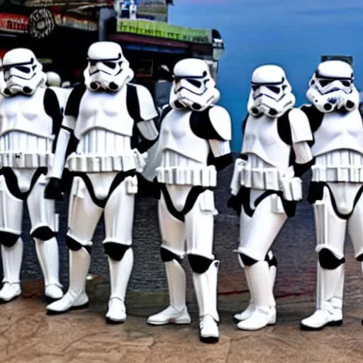 Image similar to storm troopers vacationing in pattaya thailand, photoreal