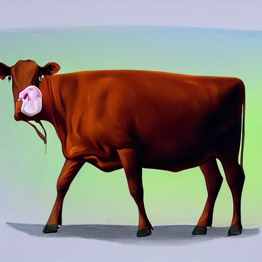 Image similar to a holy cow talking on the phone, photorealism