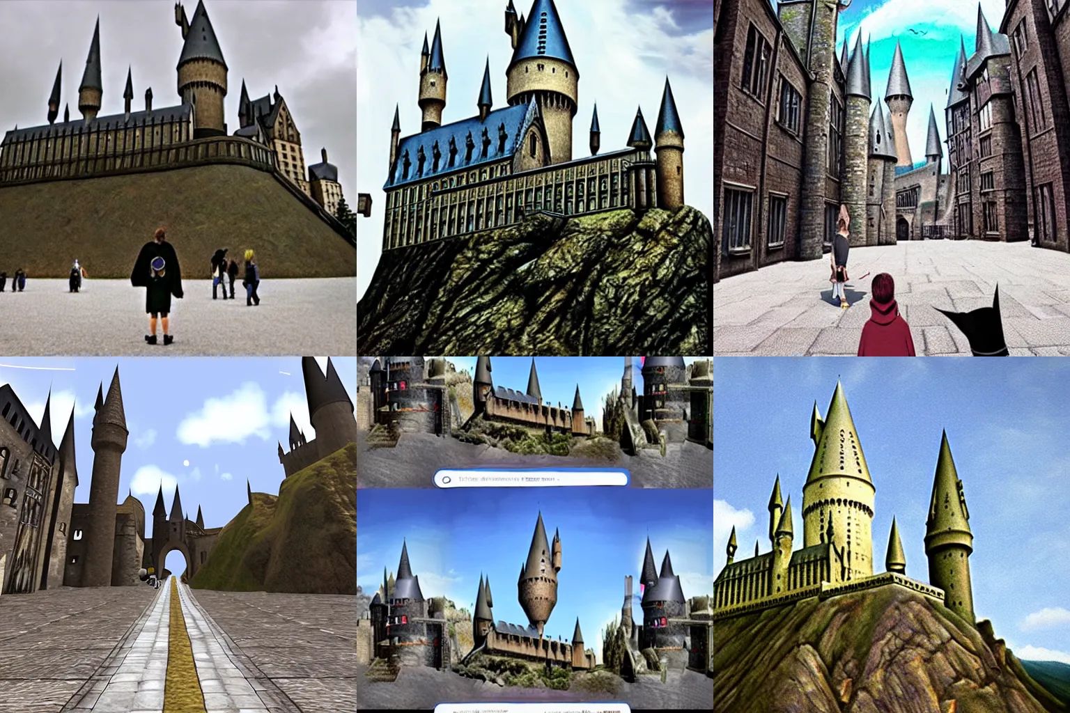 Prompt: Hogwarts, google street view