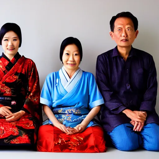 Prompt: an indonesian japanese family portrait,, high resolution, 4 k hd