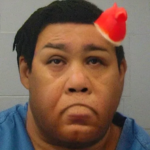 Image similar to inmate with chicken face and chicken head