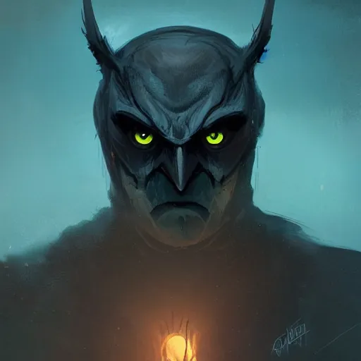 Prompt: a portrait of owlman, horrific, scary, backlighting, mashup, digital painting in the style of greg rutkowski