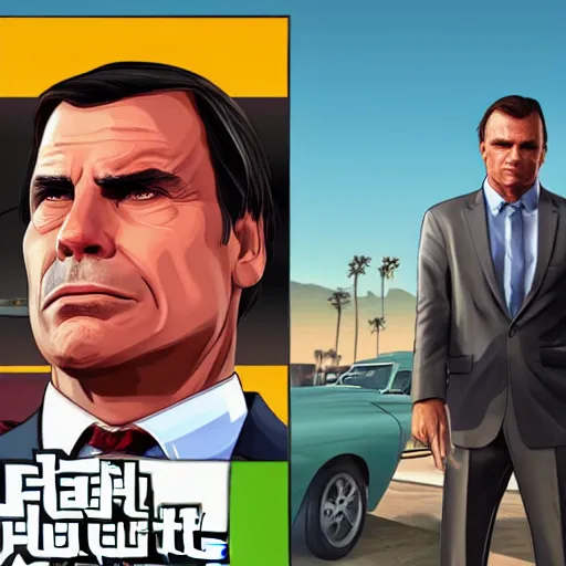 Prompt: bolsonaro as a character in gta 5, loading screen, trending on artstation, digital art, award winning