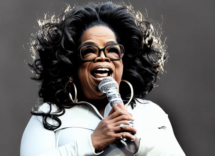 Prompt: publicity photo still of oprah winfrey touring with every time i die live on stage, 8 k, live concert lighting, mid shot