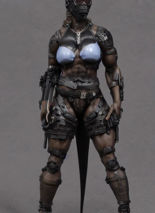 Prompt: 80mm resin detailed miniature of a beautiful muscular black female, clothed in stealth armor, night-vision goggles, tanned skin, skin head, beautiful bone structure, symmetrical facial features, Product Introduction Photos, 4K, Full body