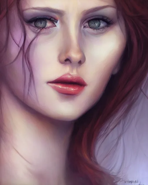 a stunning portrait of triss merigold, digital art by | Stable ...