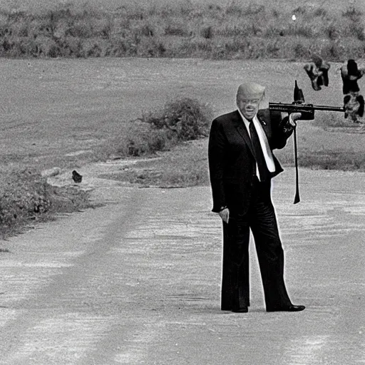 Image similar to donald trump with an M16 in 1960's Vietnam