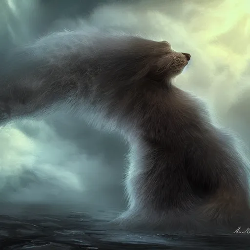 Prompt: a fur elemental, whirling energy made of fur ( dramatic, cinematic, digital fantasy art )