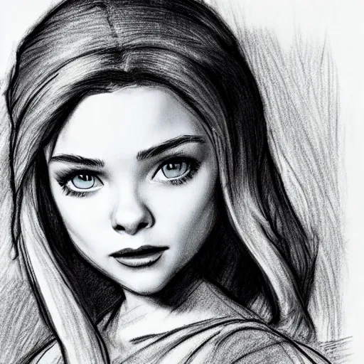 Image similar to milt kahl pencil sketch of chloe grace moretz as snow white