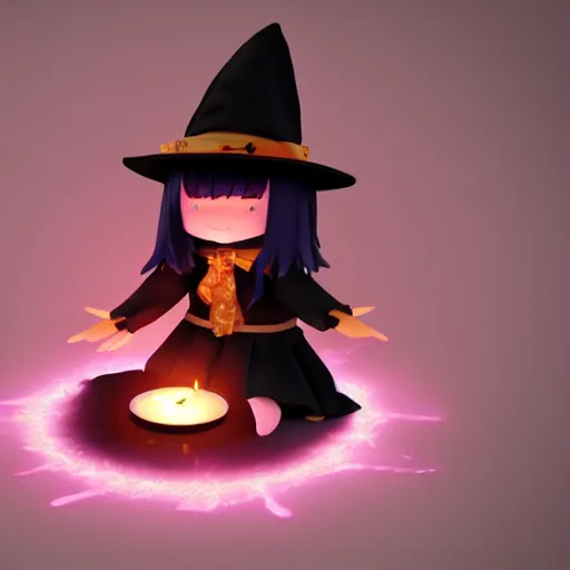 Prompt: cute fumo plush of a girl casting a summoning spell, witch, vray