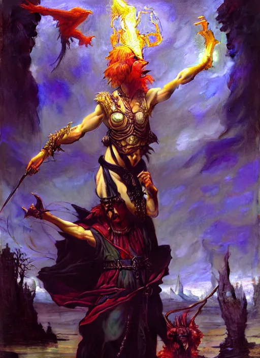 Image similar to wizard casting acid splash, dnd character art portrait, intricate fantasy painting, dramatic lighting, vivid colors, deviantart by edgar maxence and caravaggio and michael whelan and delacroix.