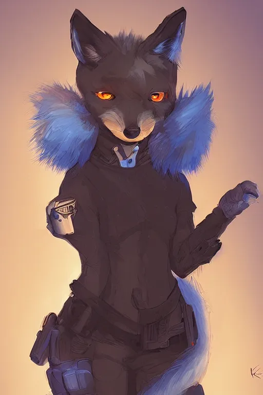 Image similar to a fox fursona, trending on artstation, by kawacy, furry art, digital art, cyberpunk, high quality, backlighting