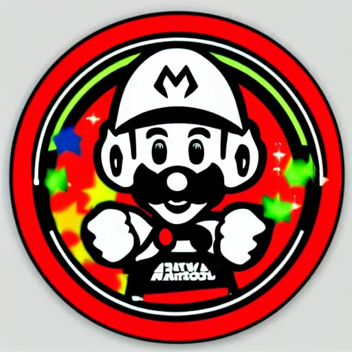 Image similar to svg sticker of a Pop-Wonder SuperMario, Mario-Wearing-a-red-hat, at a rave, spinning records, giant headphones rocking out, wearing headphones, huge speakers, dancing, rave, DJ, spinning records, digital art, amazing composition, rule-of-thirds, award-winning, trending on artstation, featured on deviantart